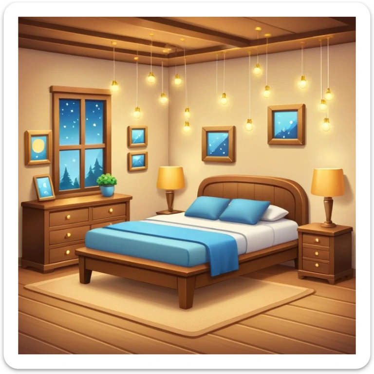 cozy room with furniture and sparkles floating above the furniture sticker