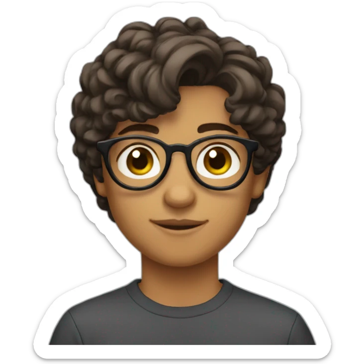 A portuguese teenager with short brown haïr and round glasses sticker