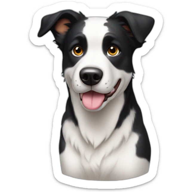 short-hair, black-and-white, border-collie-american-bulldog, white-fur-around-left-eye sticker