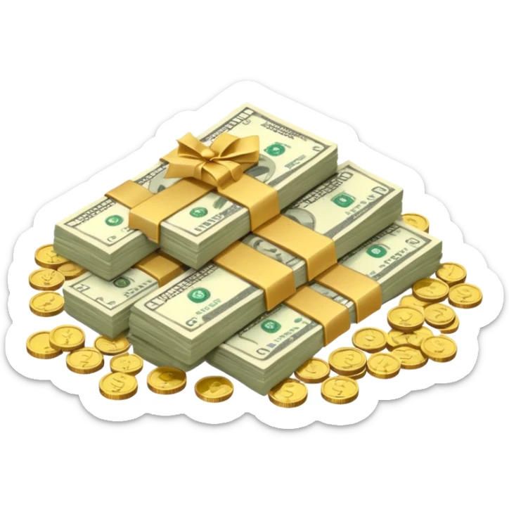 It's an image of money such as coins and bills, but there's only one or two neatly sticker