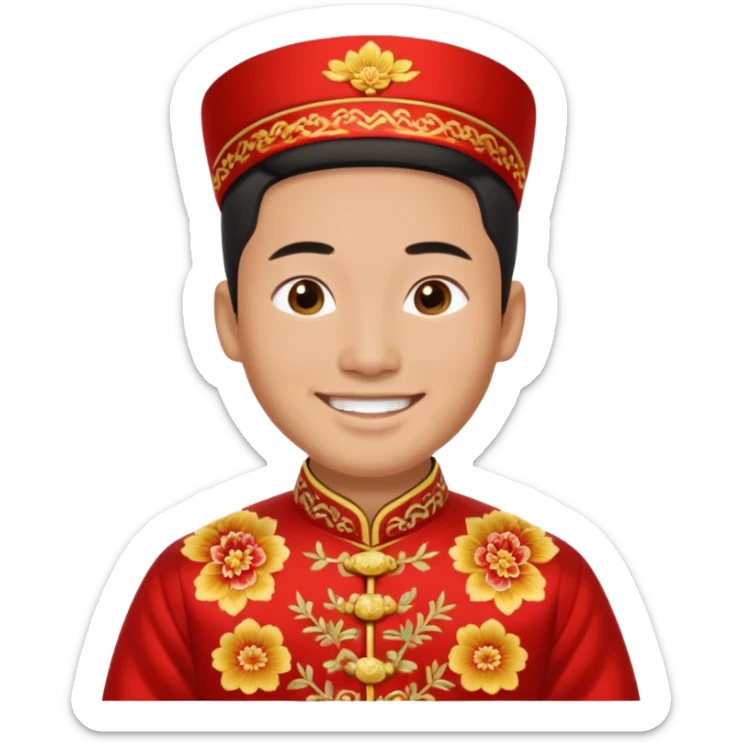 Chinese groom, traditional, culture of chinese, smiley on face. sticker