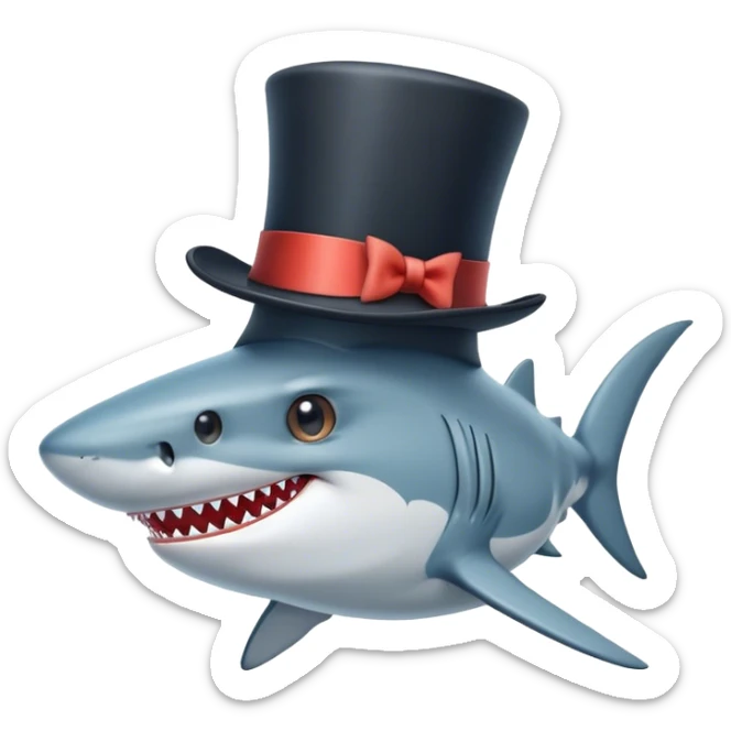 Shark with a top hat sticker