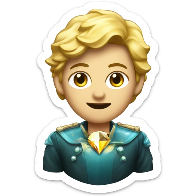 Persona con un logo de un diamante en dorado en su pol sticker