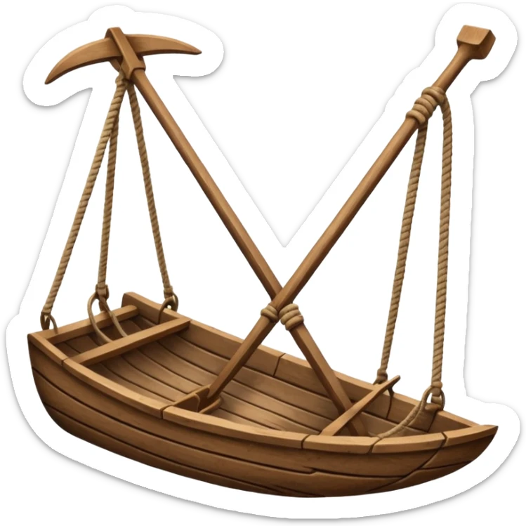 An emoji of an ancient Egyptian wooden plow with a rope handle. sticker