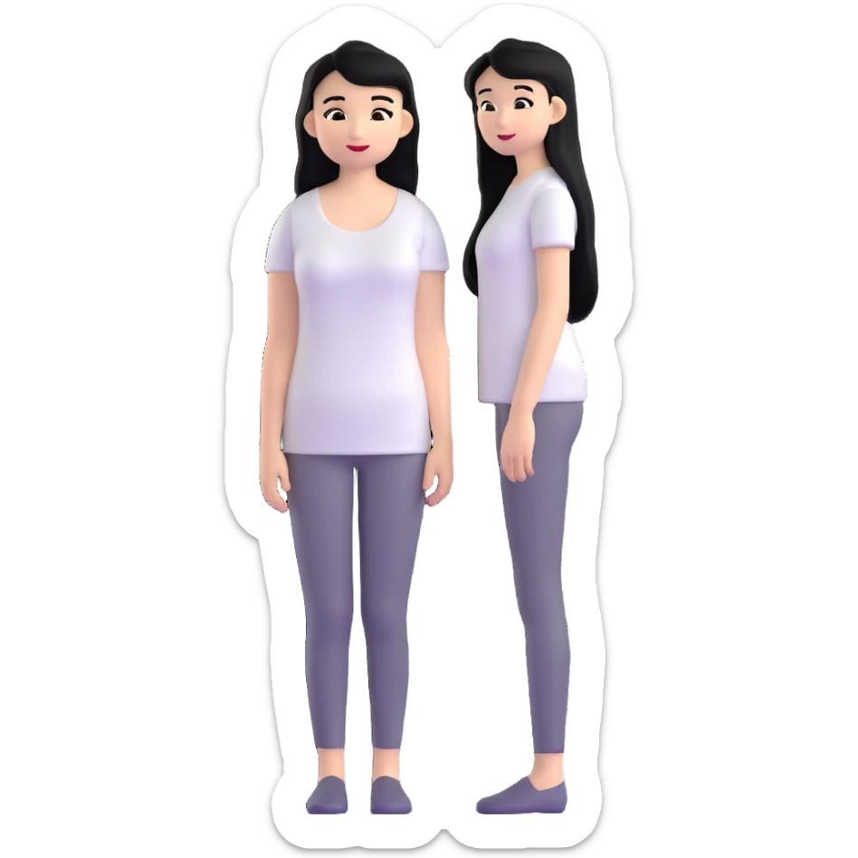 Miss Universe Southeast Asian woman with very long straight black hair wearing a beautiful white top sticker