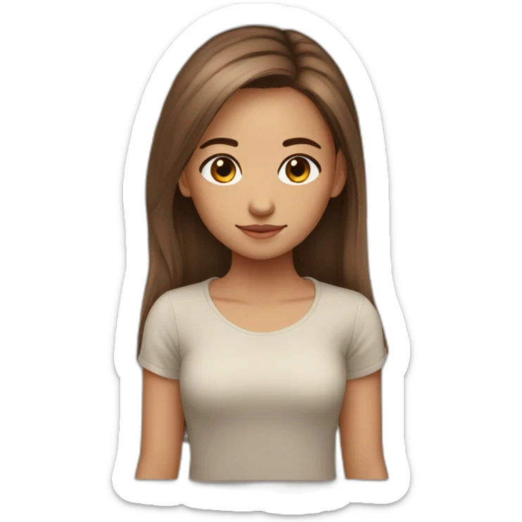 Korian cute girl she have brown hair and eye color light brown sticker