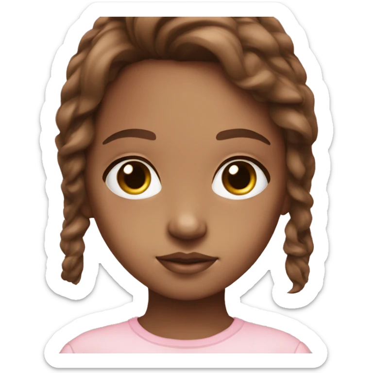 Brown doll eyes, brown hair, feminine, pink, girl, angelic sticker