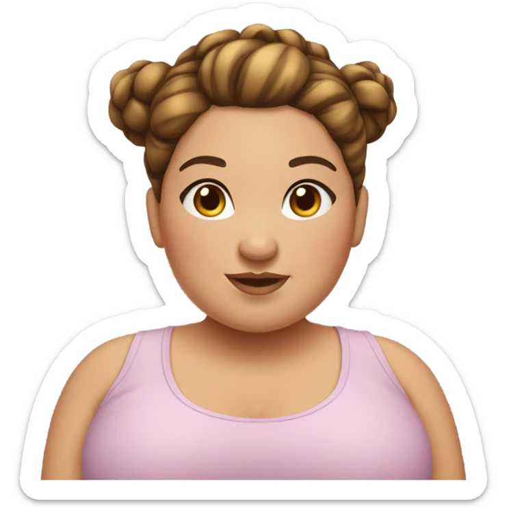 Chubby girl with highlighted brown hair in a high bun with freckles and hazel eyes  sticker