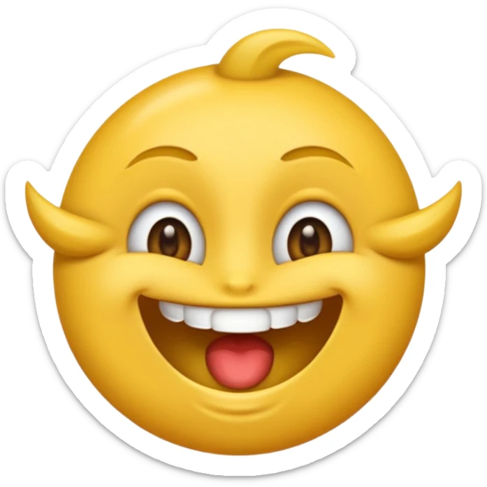 Um emoji souriant classique avec des yeux draguer, qui met un doigt dans sa bouche  sticker