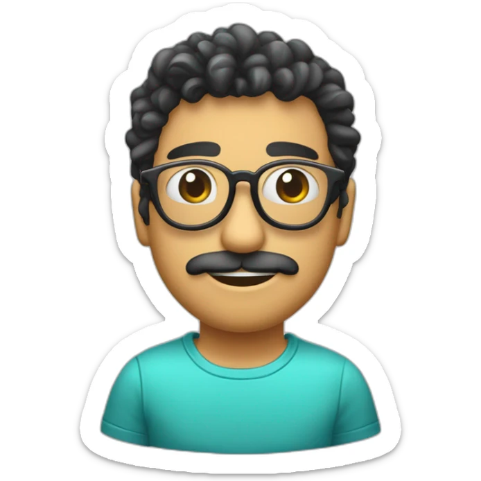chico alto guapo pelo rizado moreno con gafas redondas y muy varonil sticker