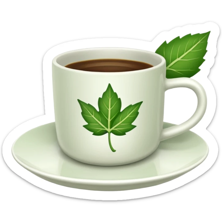 Te  - taza blanca con una hoja a un lado del plato- No dentro sticker