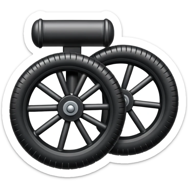 he aircraft's landing gear is one inflated, plump wheel with a strut, black in color, cartoon-style sticker
