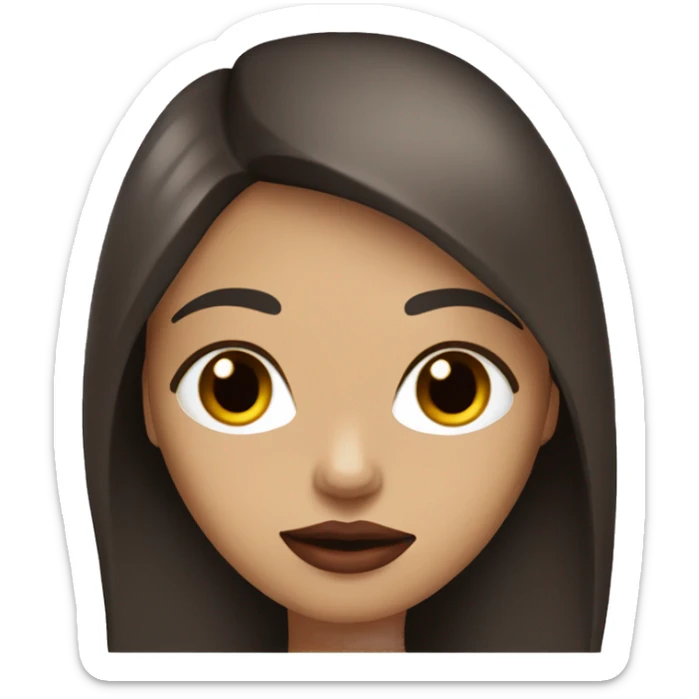 Dark brown straight long hair girl with brown eyes, medium light skin and juicy red lips  sticker