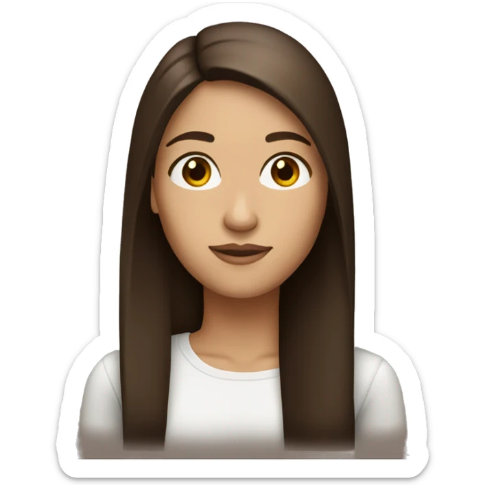 Brunette woman, with long, straight brown hair, with brown eyes sticker