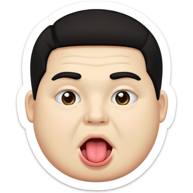 Fat teen from kosovo with flat hair with his tongue out sticker