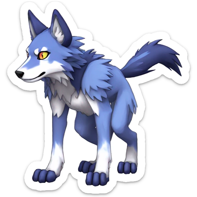  Cool Edgy Colorful AnthrocDigimon-Fakemon-Wolf with edgy markings full body sticker