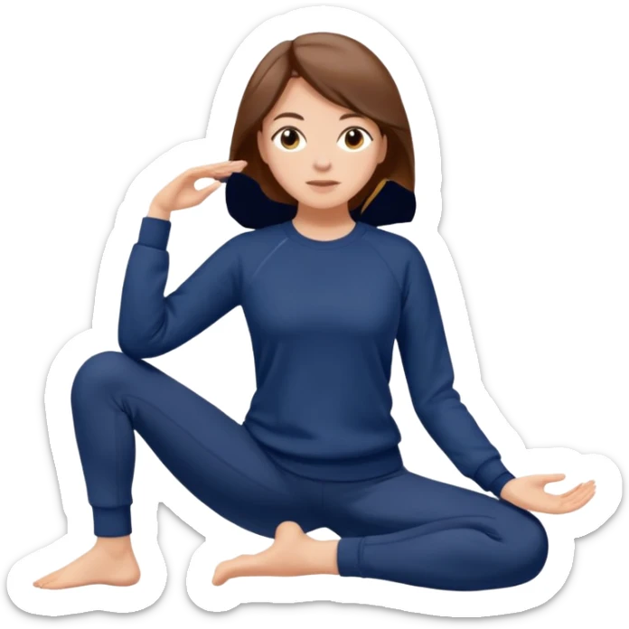 ADHD girl with brown hair in navy sweatshirt and yoga pants sticker