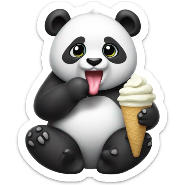 Panda eating ice cream sticker