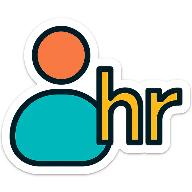 Add an abstract personnel icon to the HR logo, maintaining a corporate look with a transparent background. sticker