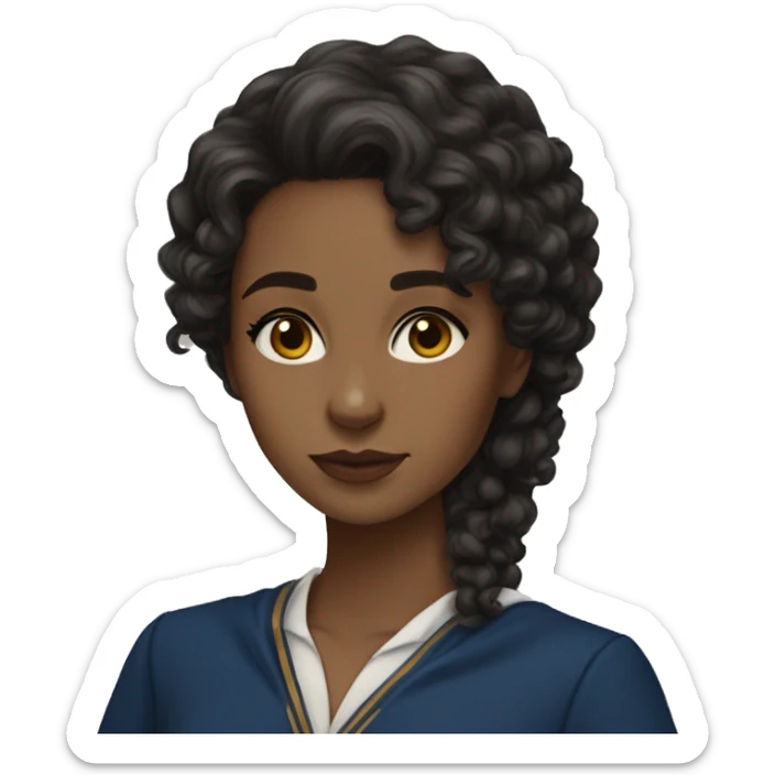 Ravenclaw girl black loose curly hair light brown skin sticker
