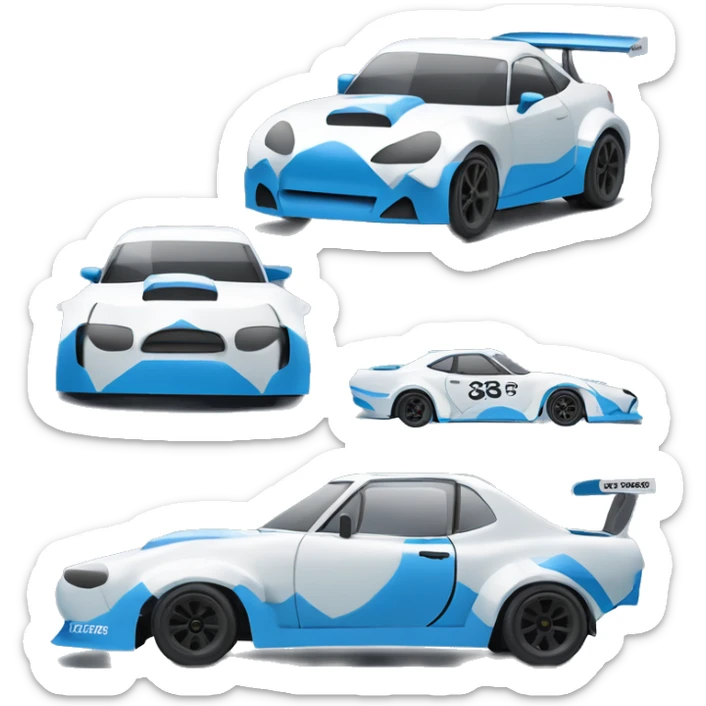 wide-body pearl-blue Cardstock Papercraft fr-s racecar sticker