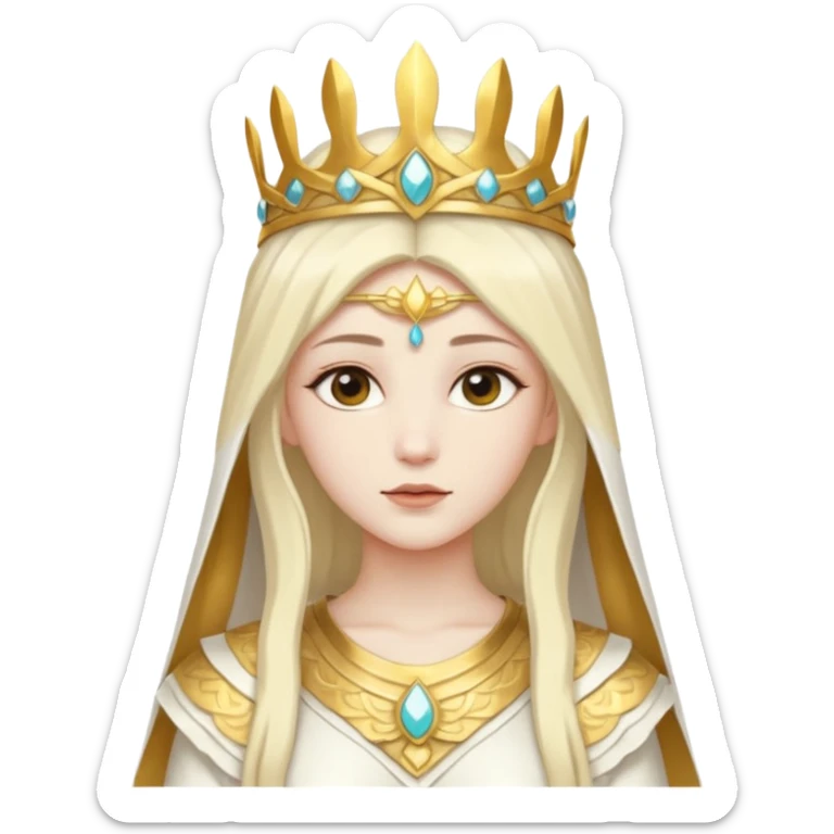 Min, The Noble One from Gods and Goddesses with white outfit, gold headdress sticker