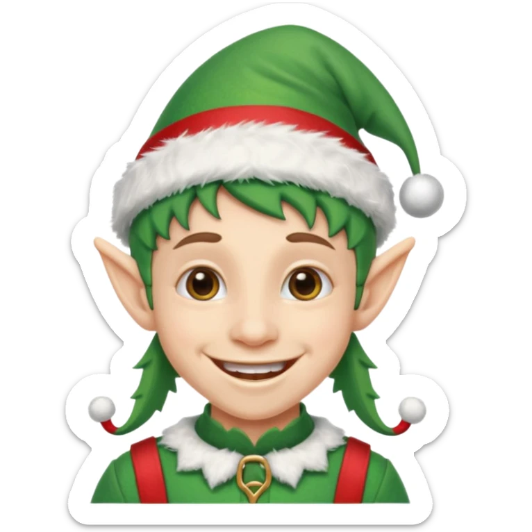 duende navideño con una sonrisa amplia y brackets en los dientes motivo odontologo sticker