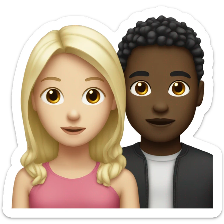 White blonde girl and black boy sticker