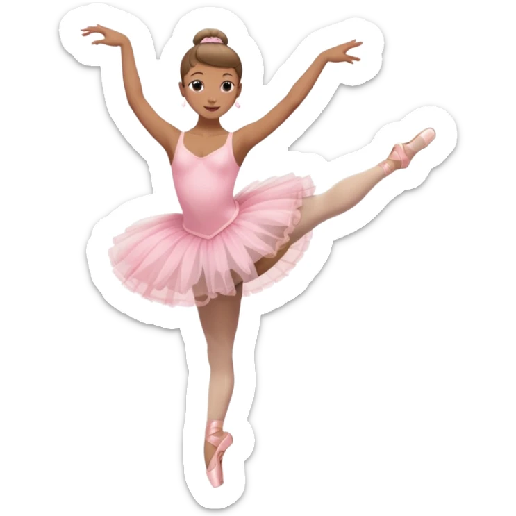 vorrei una ballerina sulle punte in pass e e possibilmente le emoji trasparente oppure anche colorata con il tutù rosa e lo chignon eccetera sticker
