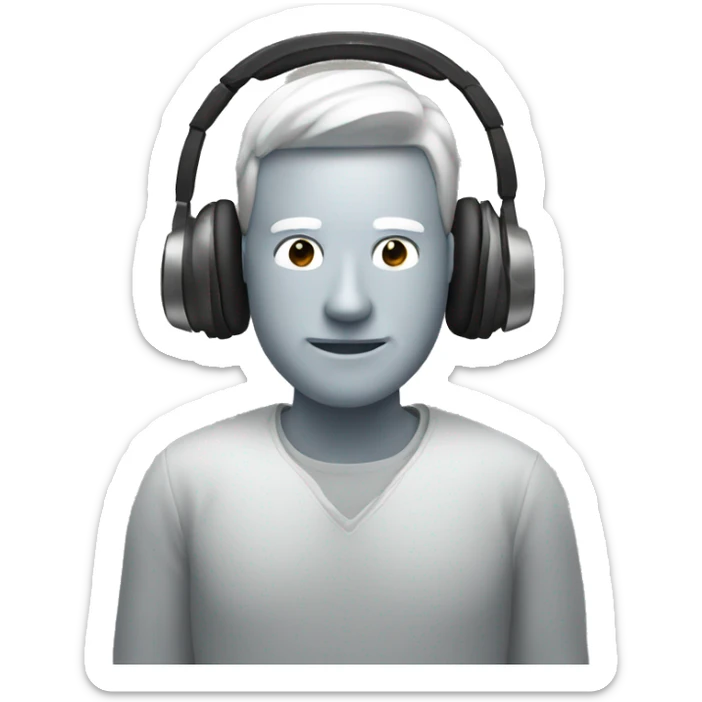 man with laptop headphones phone only upper part of body  sticker