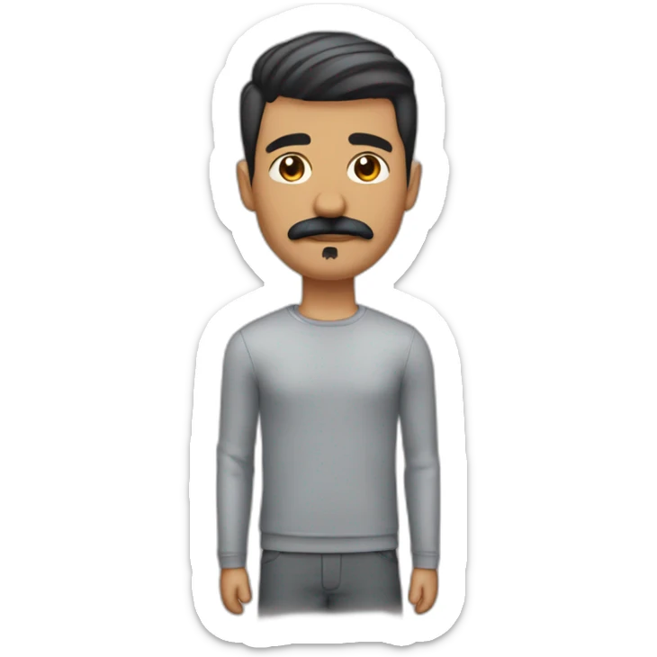 Guy with a mustache and gel on his short hair big jaw big nose and an arabic tone of skin sticker