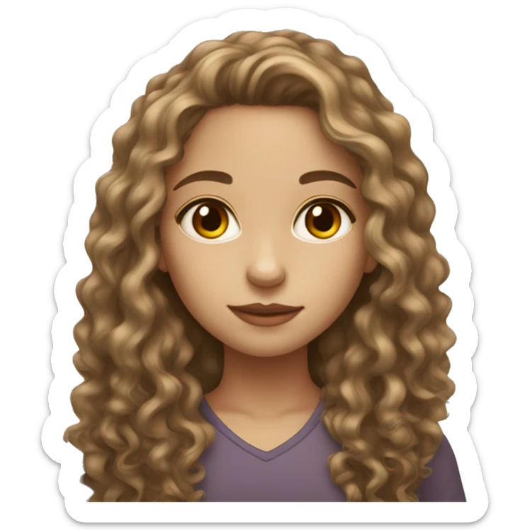 a girl with beautiful brown eyes long brown curly hair and light skinned  sticker