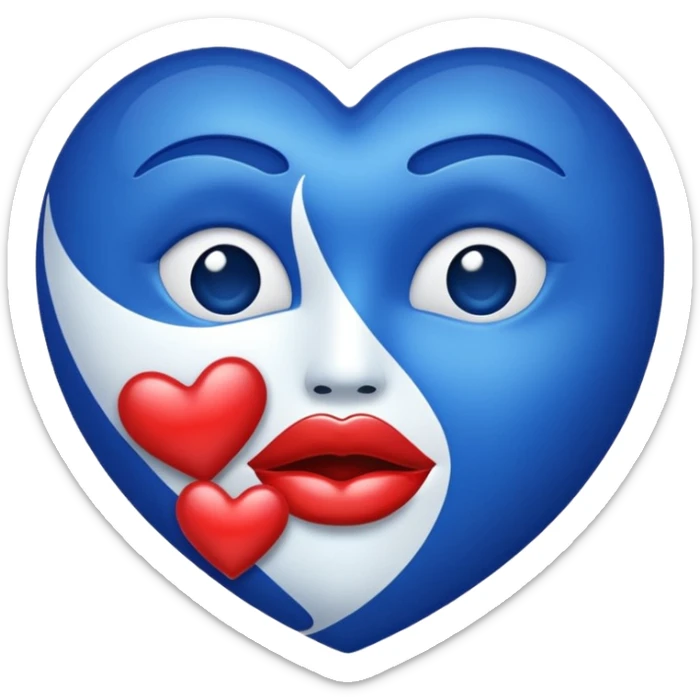 the original kiss mark emoji but instead of it being red it is royal blue  sticker