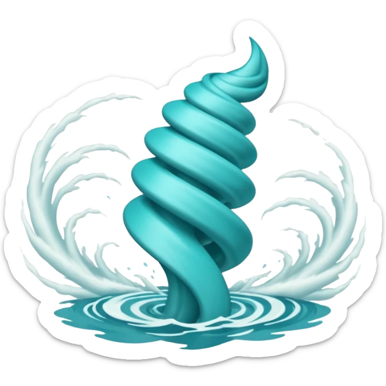 Swirling tornado coming out of the water mark the colur teal with arms and legs coming out the side sticker