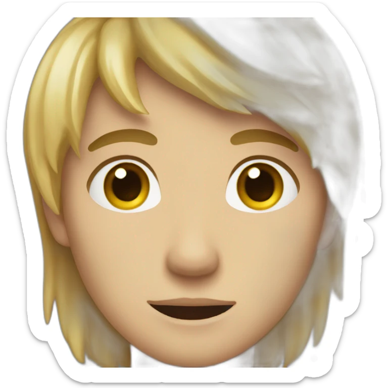 boy with dirty blonde hair is sad but also has a hint of desire and wanting to be kind sticker