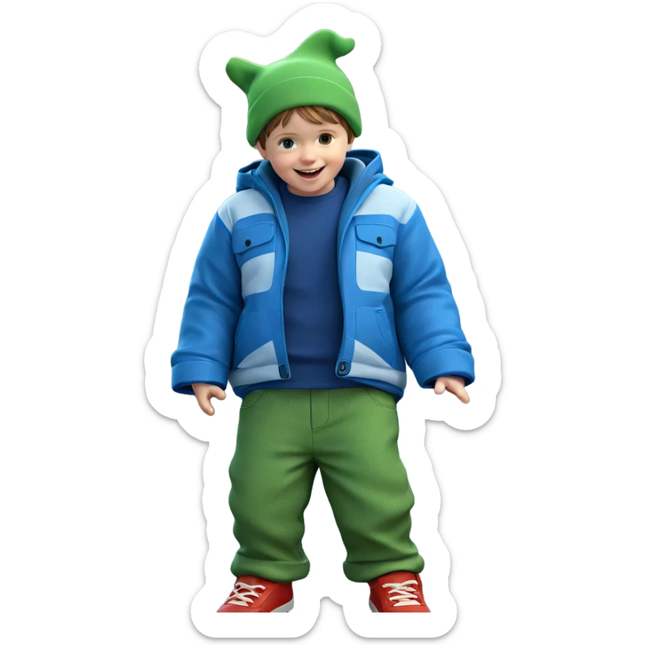 happy boy with car sticker