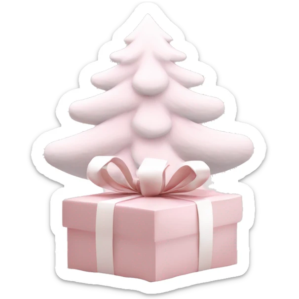 Light pink Christmas gifts under a white Christmas tree  sticker