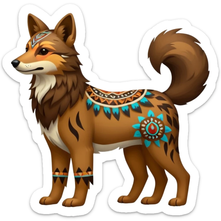 Shamanic Tribal Colorful Patterned Marked Wild Feral Natural Realistic Canine (full body) sticker