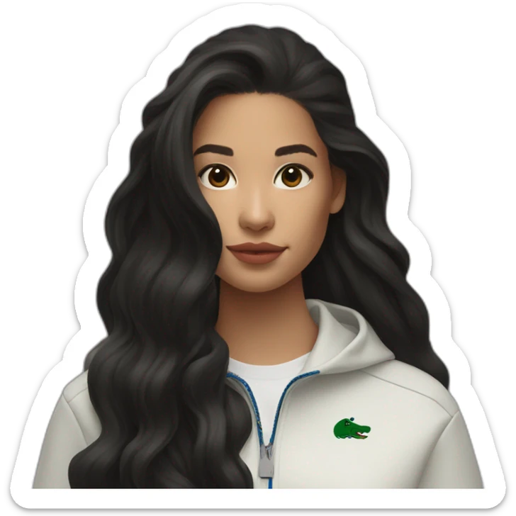 Lacoste bag latin girl with long hair with black lacoste windbreaker sticker
