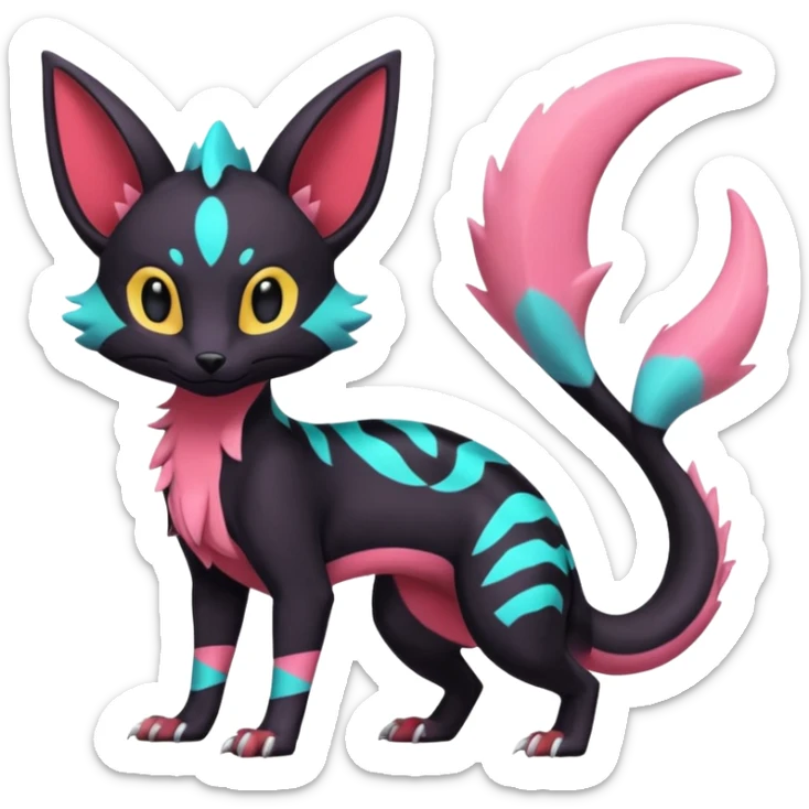 Neon pastel Salandit-Umbreon-Genet-Noivern-Noibat-Serval-Hybrid (Full body) sticker