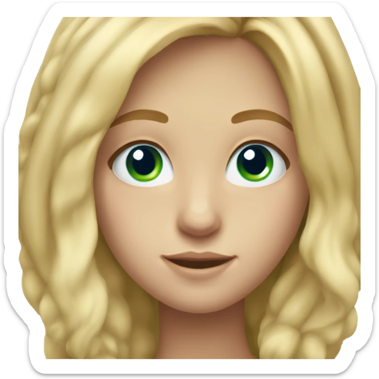 Girl with long blonde hair, freckles on her cheeks and bright blue and green eyes  sticker