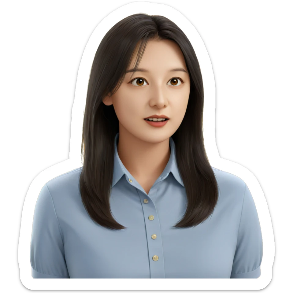 realistic girl in collared shirt sticker