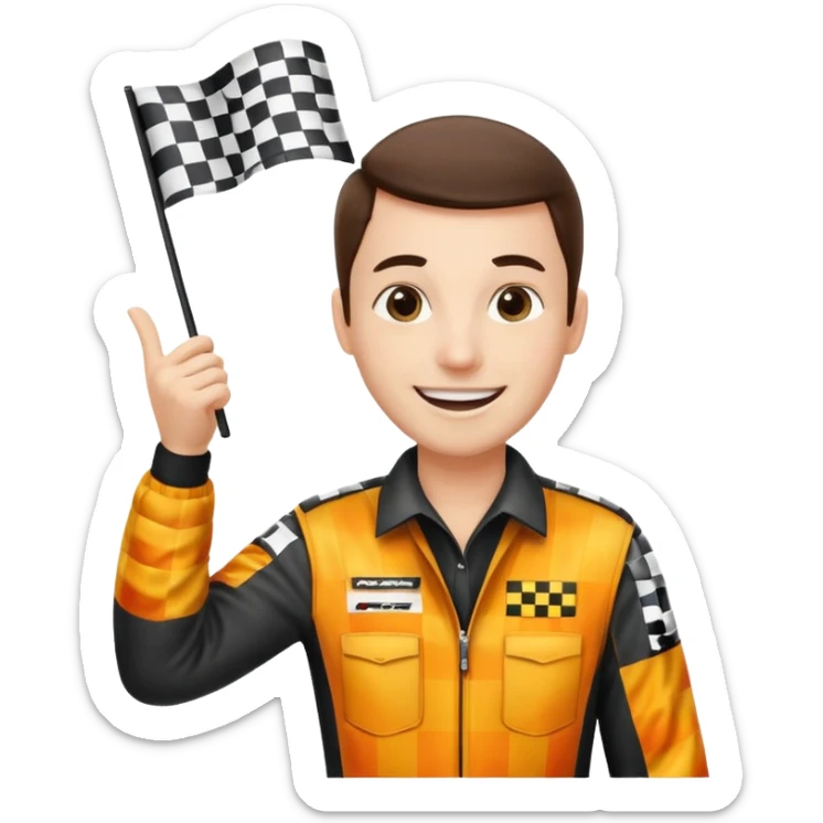 SONO UN DIRETTORE DI GARA AUTO E SBANDIERO CON LA BANDIERA A SCACCHI PUOI GENERARE MENTRE SBANDIERO AUTO   E LE AUTO? sticker