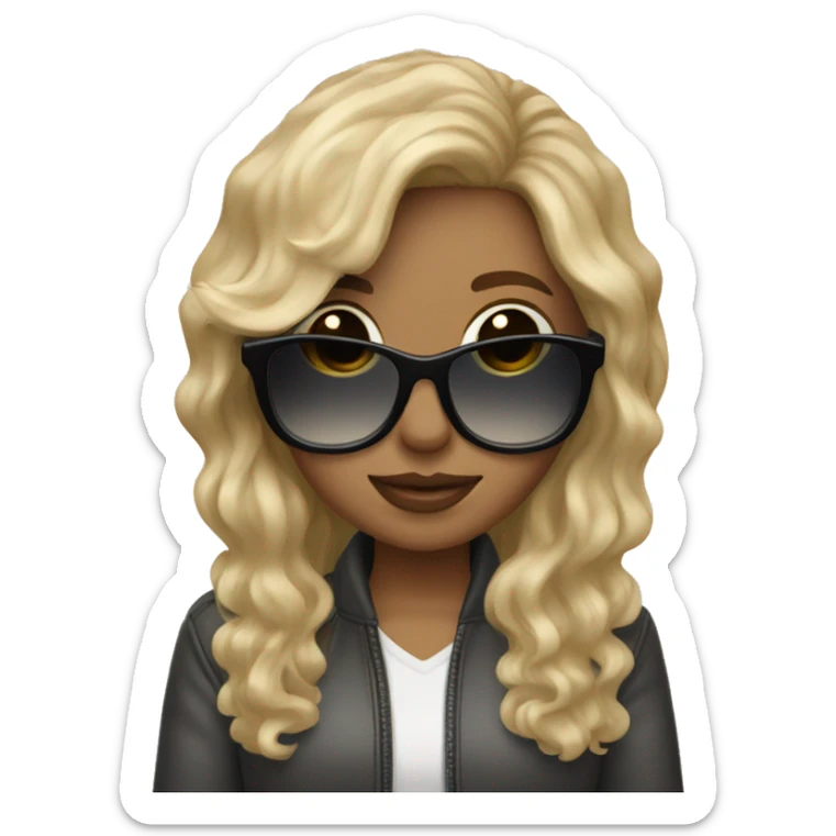 Wavy Dirty blonde hair girl with white sunglasses and a white Stanley  sticker