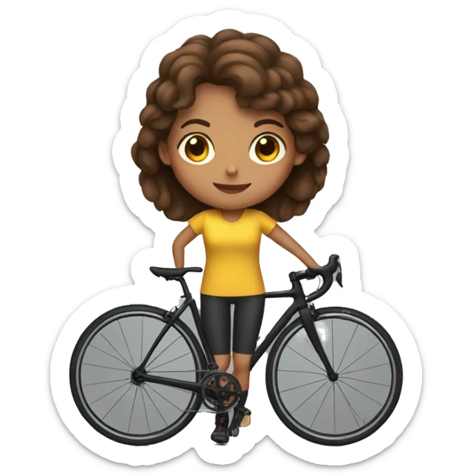 a brown hair girl on her gravel bike sticker
