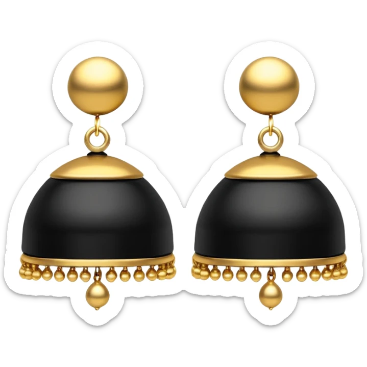 A small beautiful jhumka pair in golden black color with very  no stones design... Liie in the image.., sticker