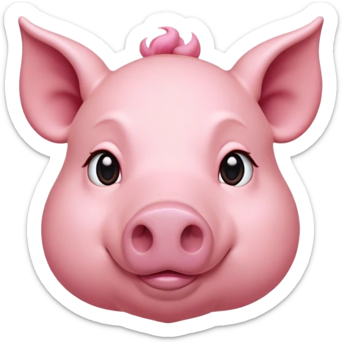 Cinematic Noble Pig Portrait Emoji, Poised and regal, with a stout, robust build and a smooth, well-groomed rosy-pink hide, deep-set soulful beady eyes, Simplified yet sharp and sophisticated features, highly detailed, glowing with a soft, dignified glow, high shine, intelligent and determined, stylized with an air of barnyard nobility, focused and attentive, soft glowing outline, capturing the essence of a watchful and confident pig, so majestic it feels as though it could trot out of the screen with effortless authority! sticker