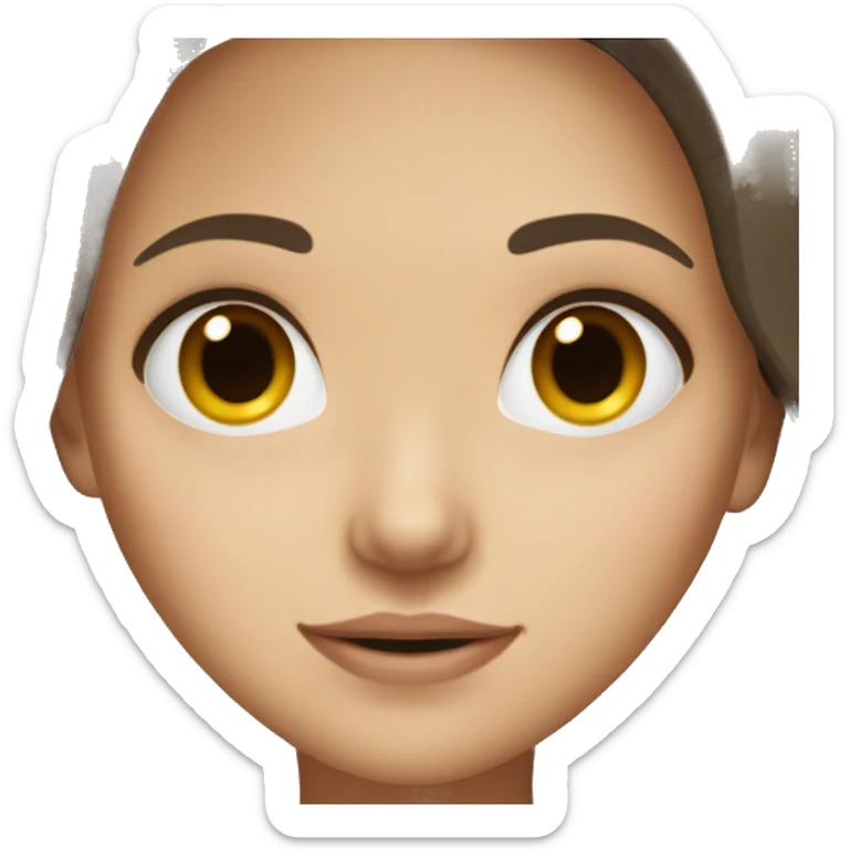 A girl with fair skin, dark brown and long hair and brown eyes sticker