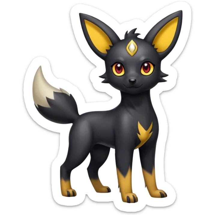 Shiny Cool Edgy Cute Umbreon-Houndour-Zorua-hybrid-fusion full body sticker