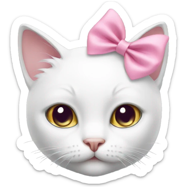 White cat with pink bow sticker